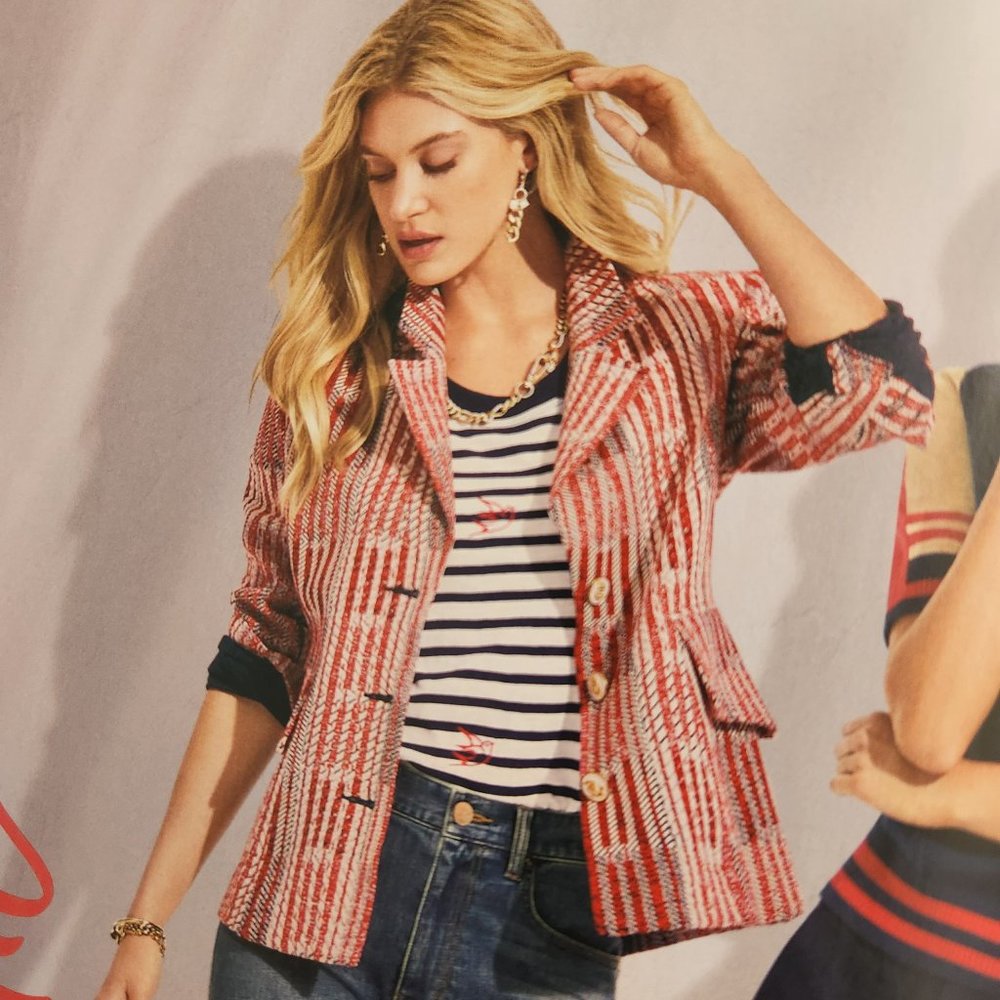 CAbi Patchwork Blazer jacket Spring 2022 size small NWT